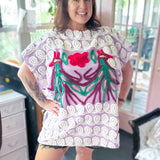 Boho Purple Peacock Chenille Boho Tunic