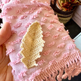 Repurposed Pink and Green Floral Vintage Chenille Patchwork Scarf