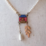 Repurposed Vintage French Charm Gemstone Necklace