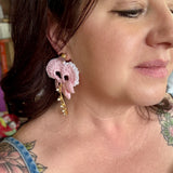 Floral Shabby Chic Rose Pink Dangle Earrings