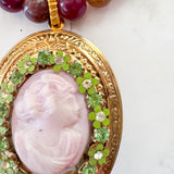 Colorful Eclectic Gemstone Cameo Locket Necklace