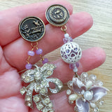 Asymmetrical Reworked Vintage Dangle Earrings