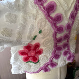 Boho Peacock Short Sleeve Floral Chenille Cardigan