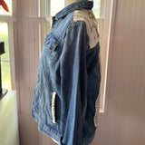 Embroidered Up-Cycled Jean Jacket| Crochet Cutout Back