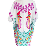 Boho Peacock Chenille Kimono/ Colorful Duster