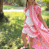 Pink Floral Shorts, Boho Beach Cover up