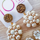 Reworked Vintage Pearl Floral Dangle Earrings