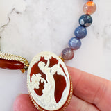 Asymmetrical Eclectic Gemstone Cameo Necklace