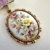 Colorful Eclectic Floral Charm Pendant Necklace