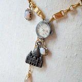 Mixed Metal Antique Watch French Charm Pendant Necklace