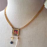 Repurposed Vintage French Charm Gemstone Necklace