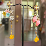 Asymmetrical Floral Reworked Vintage Dangle Earrings