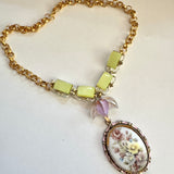 Colorful Eclectic Floral Charm Pendant Necklace