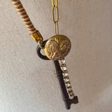 Boho Skeleton Key Bird Charm Necklace