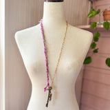 Boho Skeleton Key Bird Charm Necklace