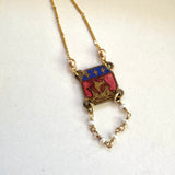 Paris Charm Necklace, Repurposed Vintage French Charm Pendant Necklace