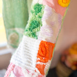 Repurposed Vintage Chenille Multi Colored Patchwork Scarf
