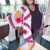Boho Purple Peacock Chenille Boho Kimono