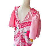 Boho Pink Peacock Chenille Mini Dress