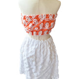 Boho Orange and White Tube Top, Beach Coverup