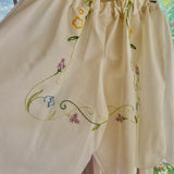Handmade Floral Embroidered Mid Rise Long Shorts