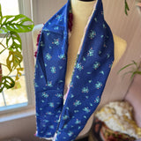 Repurposed Blue and Purple Floral Vintage Chenille Patchwork Scarf