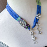 OOAK Boho Bandana Rhinestone Charm Necklace