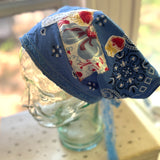 One of a Kind Vintage Patchwork Bandana Scarf | Shabby Chic Head Scarf | Upcycled Boho Neckerchief