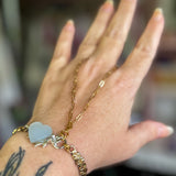 Vintage Watch Band Hand Chain Bracelet – Unique Upcycled Jewelry for Boho Style