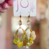 Floral Shell Whimsical Asymmetrical Dangle Earrings