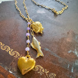 Gold Heart Charm Pendant Necklace