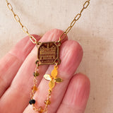 Repurposed Vintage French Charm Gemstone Necklace