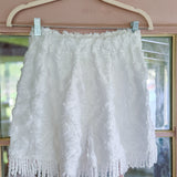 White Fringe Shorts, Boho Beach Cover up