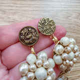 Reworked Vintage Pearl Floral Dangle Earrings