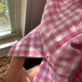 Pink Gingham Blouse, Boxy Top, Loose Summer Shirt
