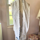 Blue and White Vintage Chenille Patchwork Scarf