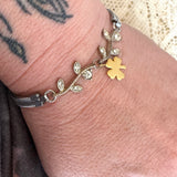 Four Leaf Clover Charm Watch Band Bracelet | Mixed Metal Bracelet