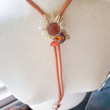 OOAK Bolo Flower Charm Necklace