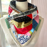 ‘60’s Fabric Patchwork Snap Front Scarf