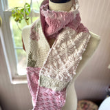 Pink Floral Vintage Chenille Patchwork Scarf