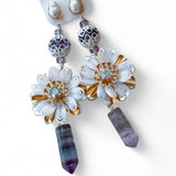 Romantic Pearl Floral Dangle Earrings