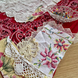 One of a Kind Vintage Patchwork Bandana Scarf | Shabby Chic Head Scarf | Upcycled Boho Neckerchief