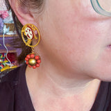 Whimsical Cameo Floral Dangle Earrings