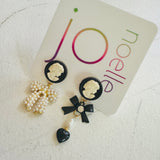 Romantic Black and White Cameo Dangle Earrings
