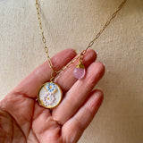 Floral Vintage Embroidered Charm Necklace, Handmade Sentimental Jewelry