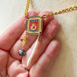 Repurposed Vintage French Charm Gemstone Necklace