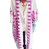 Boho Peacock Chenille Kimono/ Colorful Duster