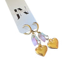 Romantic Heart Charm Upcycled OOAK Hoop Earrings