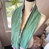 Purple Floral Peacock Vintage Chenille Patchwork Scarf