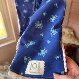 Repurposed Blue and Purple Floral Vintage Chenille Patchwork Scarf